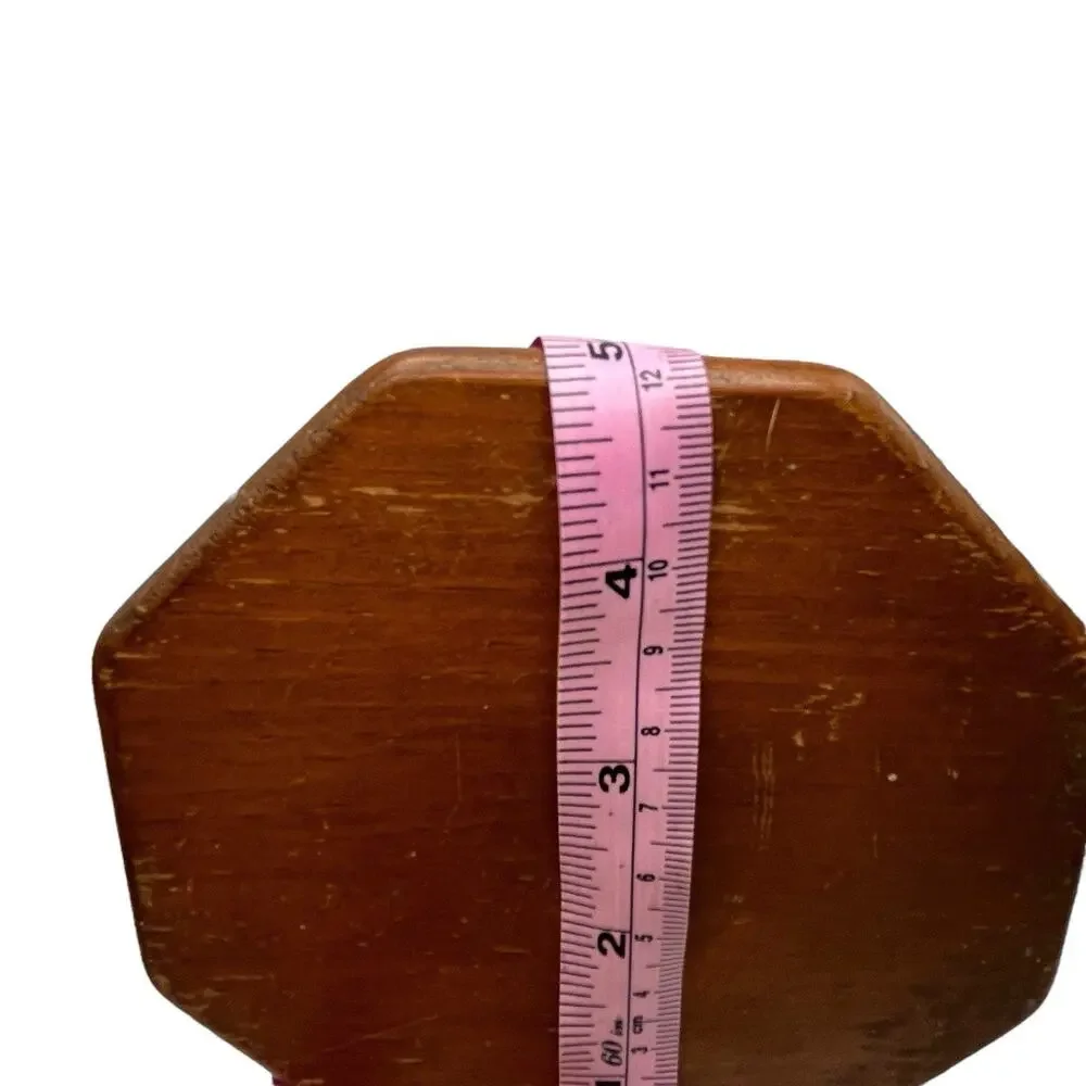Candle Stick Holders Vintage Set of 2 Wood Octagon Shaped Handmade Retro Rustic